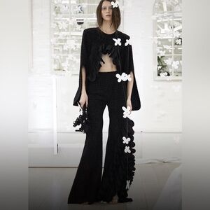 R.L.E. Black Women's Textured Wide-Leg Pants & cardigan Set size ~S